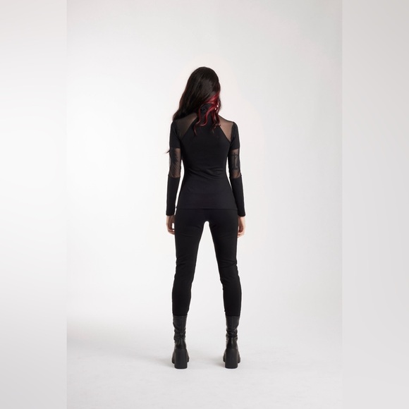 ABSTRÁCTIKA CRAFTS Mesh Mock Neck Futuristic Top - Picture 3 of 8